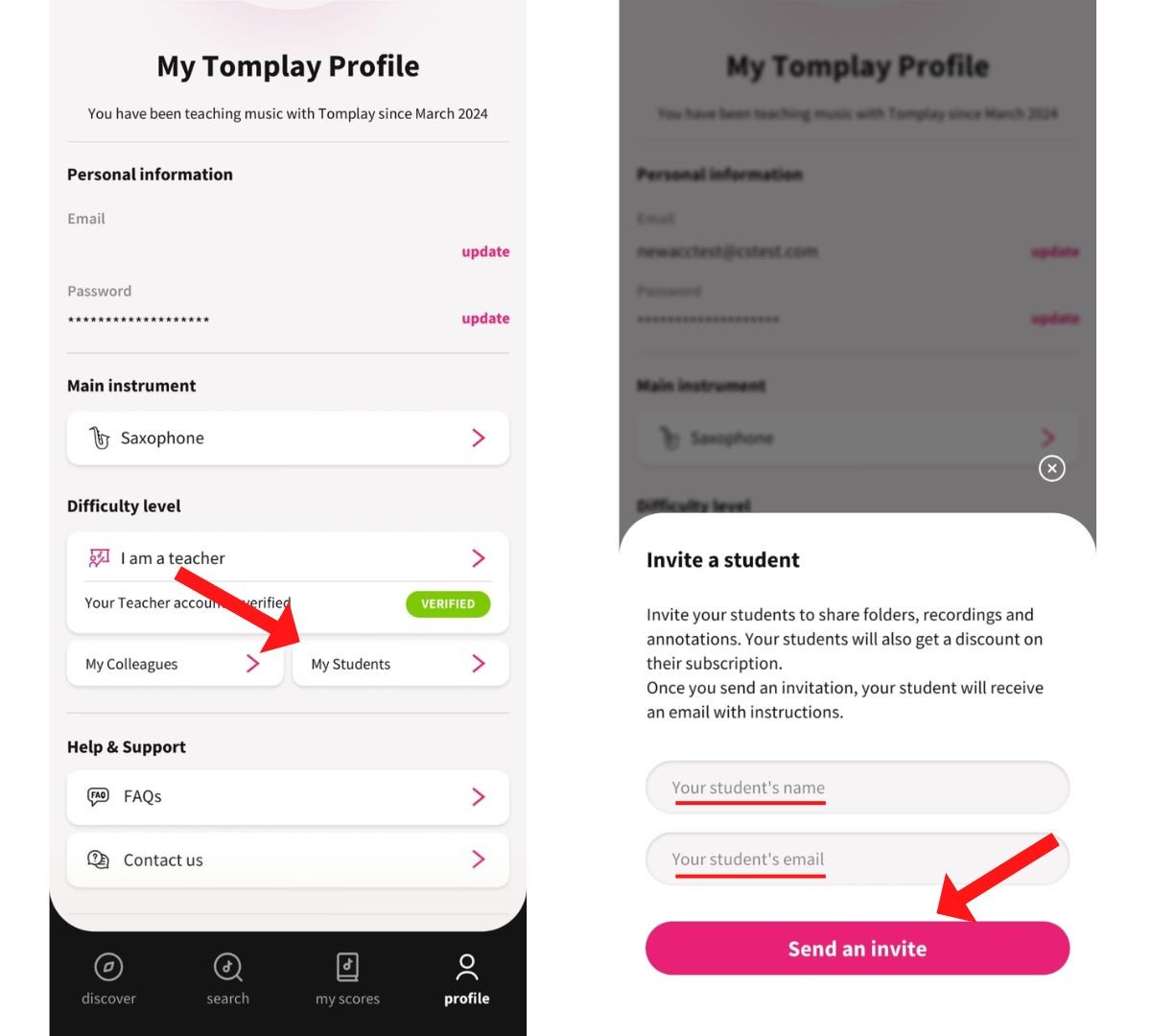 Share score folders with my students – Tomplay Help Center